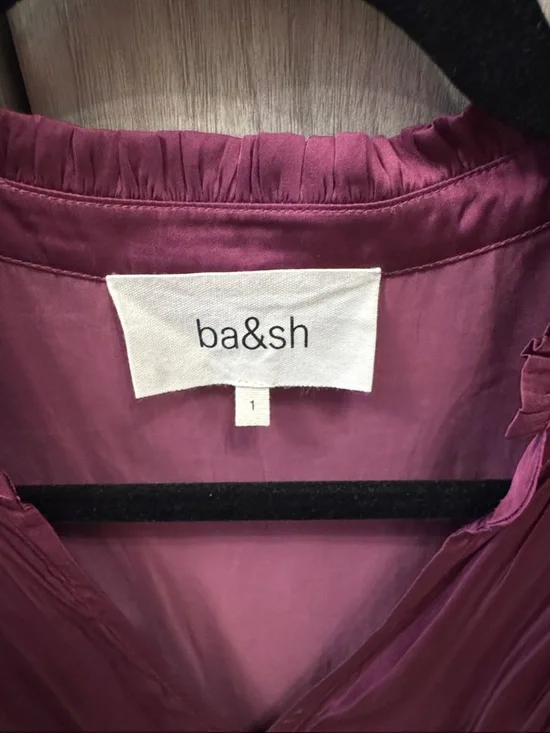 ba&sh Cyriala Plum V-Neck Tiered Mini Dress - Picture 3 of 6